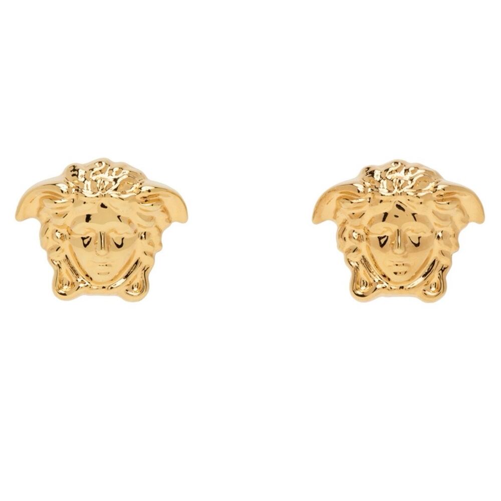 VERSACE Medusa logo gold tone stud earrings